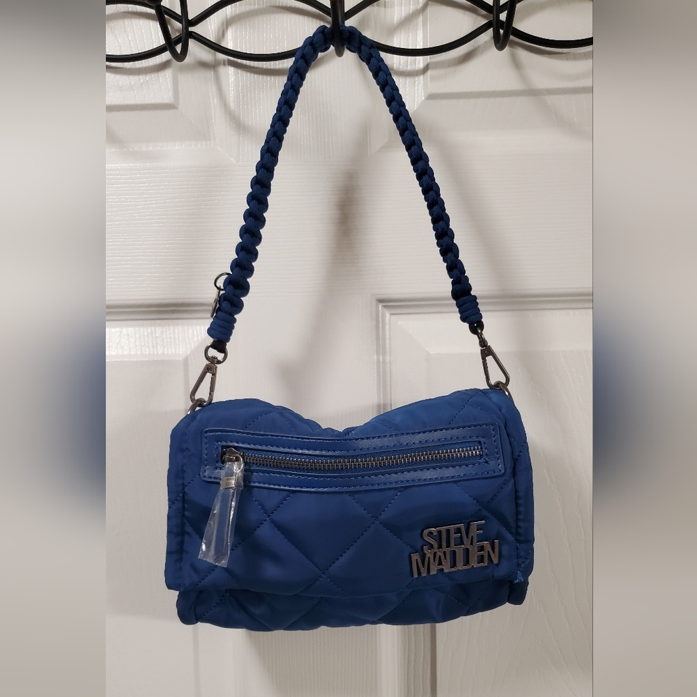 Nwot Steve Madden Blue Quilted Crossbody Bag With Coin Pouch - Picture 10 of 10
